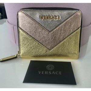 NWT Versace Leather Pink/Gold/Silver medium Wallet